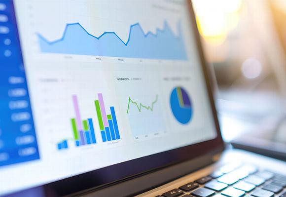 Charts tracking on laptop screen 